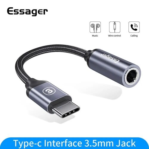 Essager USB Type C  to 3.5mm Jack Earphone Adapter